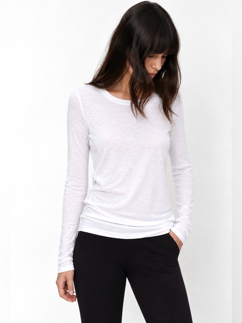 Nwot Atm Anthony Thomas Melillo @ Fwrd White Cotton Slub Long Sleeve Tee | M — image 2 of 8